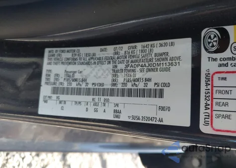 2013 Ford Fiesta S из США, поврежденный, VIN 3FADP4AJ0DM113631